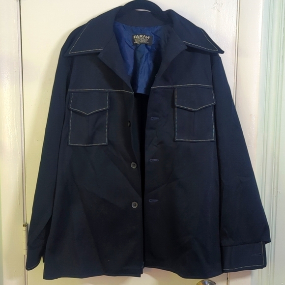 EUC Navy Retro Shacket by Farah Rare Vintage Plus! - Picture 1 of 4